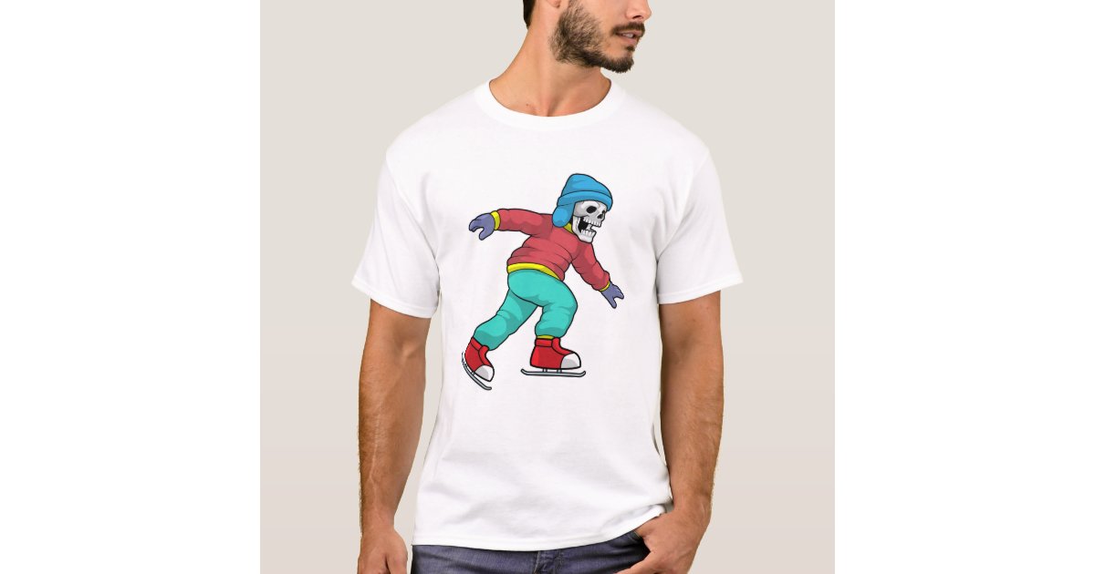 Skeleton At Ice Skating With Ice Skates T-Shirt | Zazzle