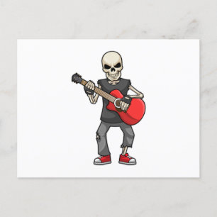 Skeleton at Music with Guitar Postcard