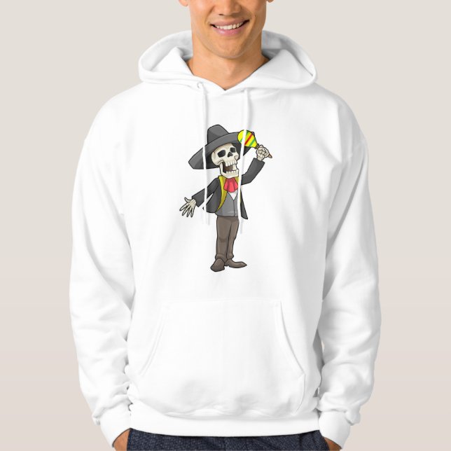 Skeleton at Music with Maracas Hoodie (Front)
