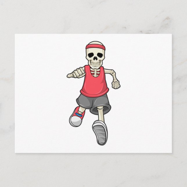 Skeleton at Running with Headband Postcard (Front)