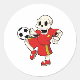 Skeleton at Soccer Sports Classic Round Sticker