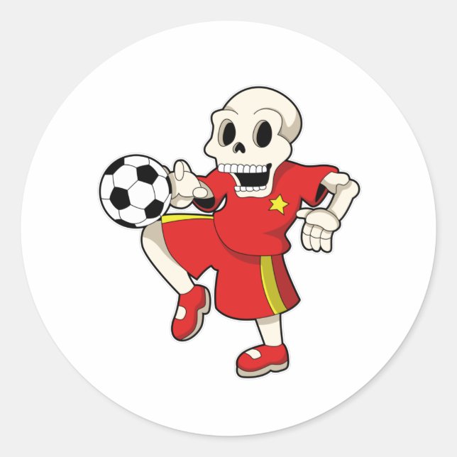 Skeleton at Soccer Sports Classic Round Sticker (Front)