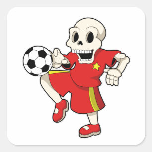 Skeleton at Soccer Sports Square Sticker