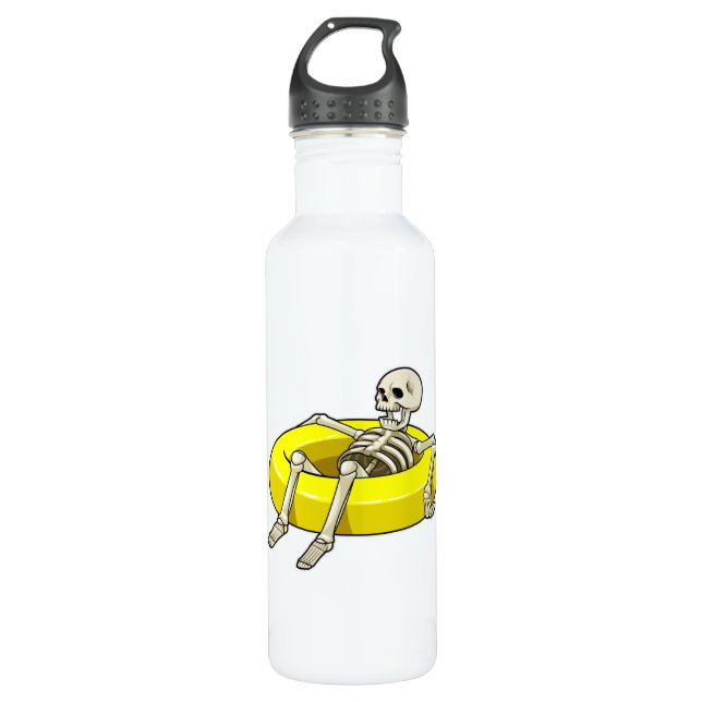 Skeleton at Swimming with Swim ring 710 Ml Water Bottle (Front)