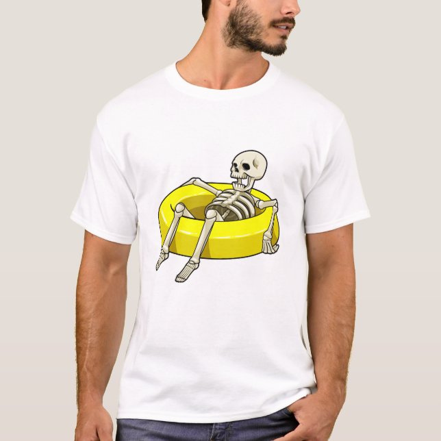 Skeleton at Swimming with Swim ring T-Shirt (Front)