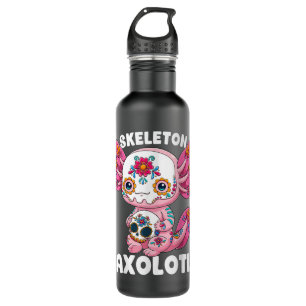Skeleton Axolotl Sugar Skull Calavera Día De Los M 710 Ml Water Bottle