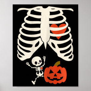 Skeleton Baby Halloween Pregnancy Couples Costume  Poster