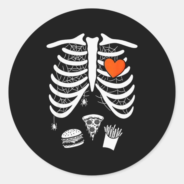 Skeleton Baby Pregnant Xray Rib Cage For Fall Hall Classic Round Sticker (Front)