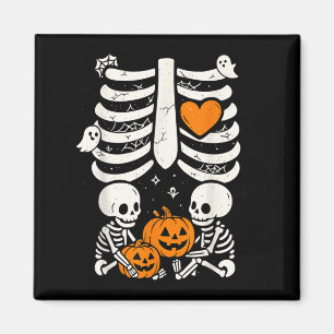 Skeleton Baby Twins Halloween Pregnancy Announceme Magnet