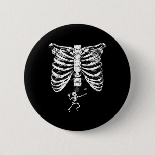 Skeleton Badminton Pregnancy Halloween Smash Shutt 6 Cm Round Badge