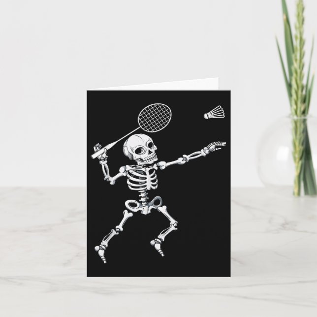 Skeleton Badminton Shirt Halloween Smash Shuttle  Card (Front)