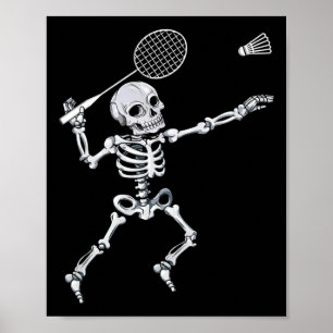 Skeleton Badminton Smash Shuttle Halloween Poster