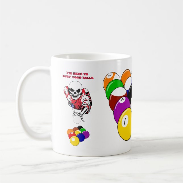 Skeleton Ball buster Pool Billiards original art Coffee Mug (Left)