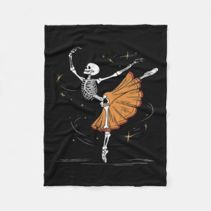 Skeleton Ballerina Ballet Dance Halloween Fleece Blanket