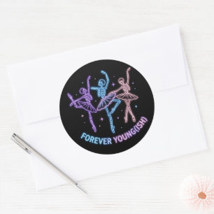 Skeleton Ballerina Birthday Forever Young Ish Classic Round Sticker