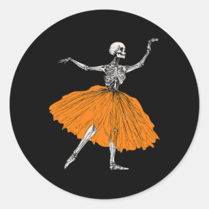 Skeleton Ballerina Dance Tutu Spooky Ballet Dancer Classic Round Sticker