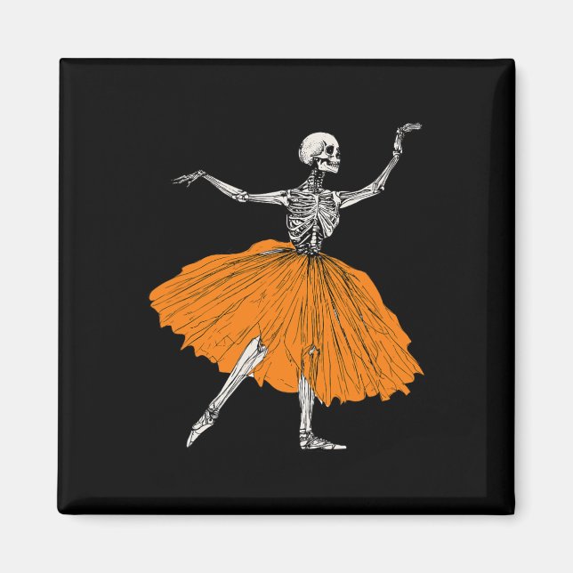 Skeleton Ballerina Dance Tutu Spooky Ballet Dancer Magnet (Front)