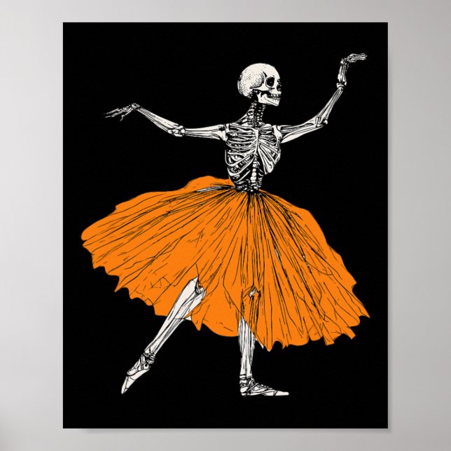 Skeleton Ballerina Dance Tutu Spooky Ballet Dancer Poster (Front)