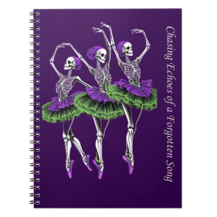 Skeleton Ballerina Journal Purple Green Chasing