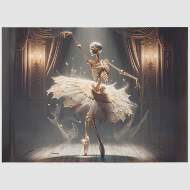 Skeleton Ballerina on Stage – Gothic Ballet  Tissue Paper (Front)