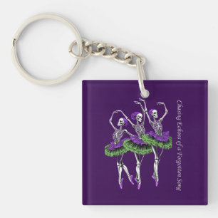 Skeleton Ballerina Purple Green Chasing Echoes Key Ring