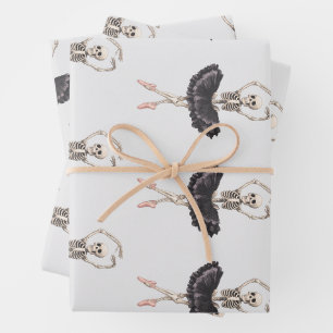 Skeleton Ballerina – Spooky Grace Meets Gothic Wrapping Paper Sheet