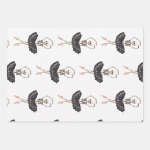 Skeleton Ballerina – Spooky Grace Meets Gothic Wrapping Paper Sheet