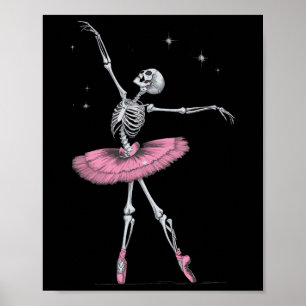 Skeleton Ballet Halloween Costume Funny Skull Poster