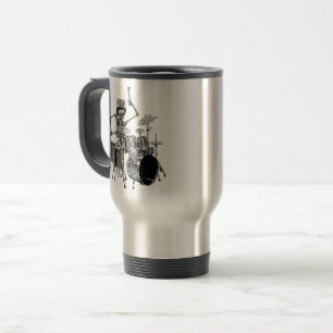 Skeleton Band Drummer Travel Mug