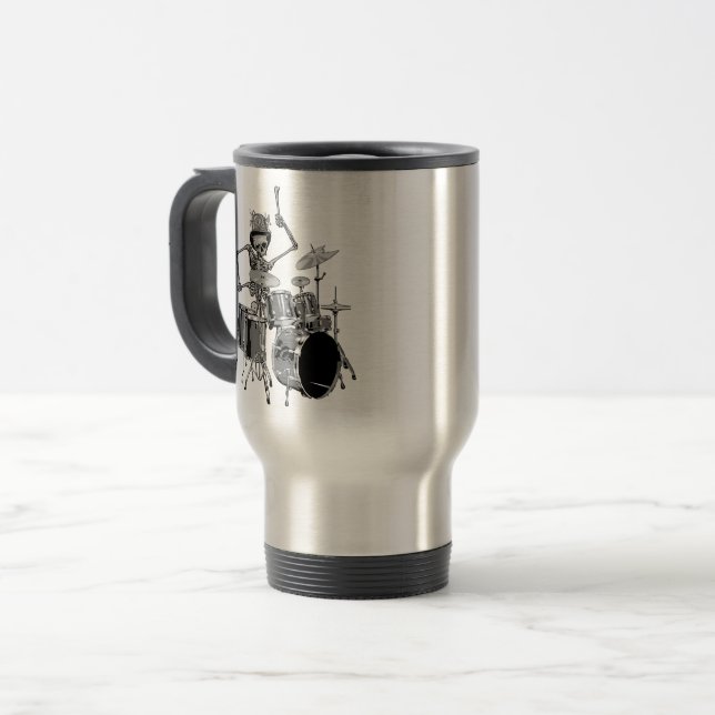 Skeleton Band Drummer Travel Mug (Front Left)