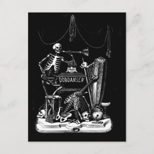 skeleton band vintage postcard