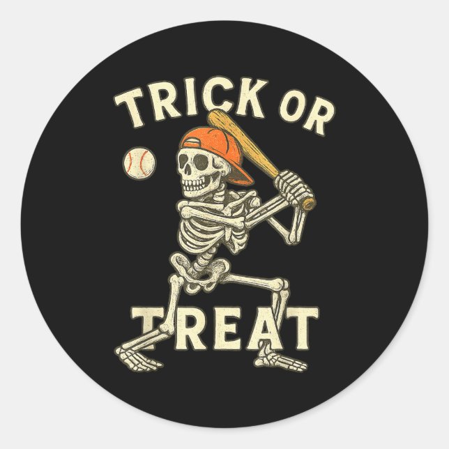 Skeleton Baseball Halloween Costume Funny Men Boys Classic Round Sticker (Front)