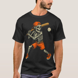 Skeleton Baseball Halloween Costume T-Shirt