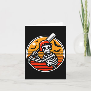 Skeleton Baseball Player Boys Kids Funny Halloween Card