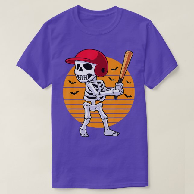 Skeleton Baseball Player Boys Kids Halloween Costu T-Shirt (Design Front)
