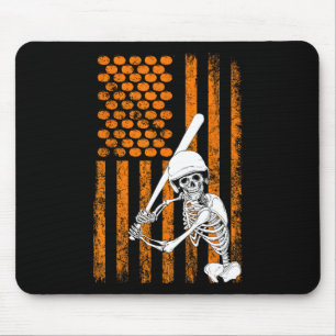 Skeleton Baseball Player Fan Skeleton Halloween Ba Mouse Mat