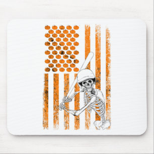 Skeleton Baseball Player Fan Skeleton Halloween Ba Mouse Mat