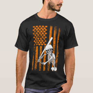 Skeleton Baseball Player Fan Skeleton Halloween Ba T-Shirt