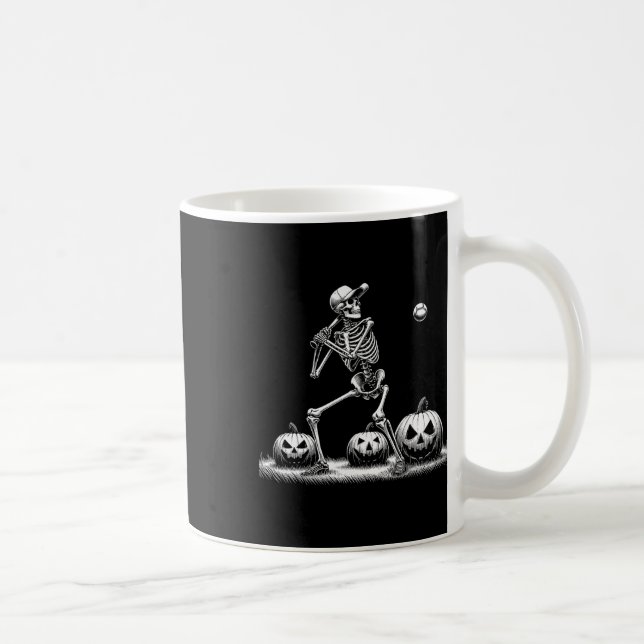 Skeleton Baseball Player Halloween Mens Womens Kid Coffee Mug (Right)