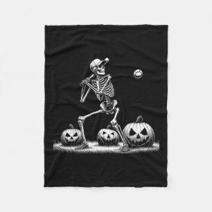 Skeleton Baseball Player Halloween Mens Womens Kid Fleece Blanket