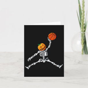 Skeleton Basketball Halloween Pumpkin Slam Dunk  Card