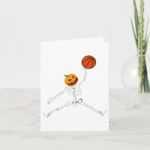 Skeleton Basketball Halloween Pumpkin Slam Dunk Card