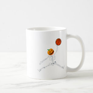 Skeleton Basketball Halloween Pumpkin Slam Dunk Coffee Mug