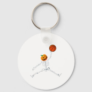 Skeleton Basketball Halloween Pumpkin Slam Dunk  Key Ring