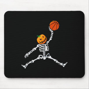 Skeleton Basketball Halloween Pumpkin Slam Dunk Mouse Mat