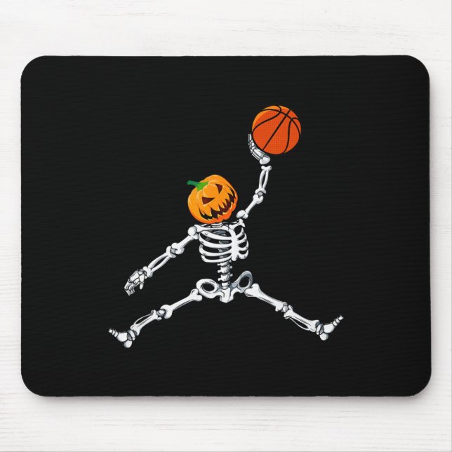 Skeleton Basketball Halloween Pumpkin Slam Dunk  Mouse Mat (Front)