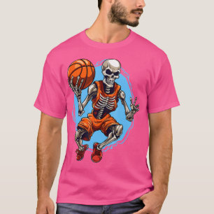 Skeleton Basketball Player Men Boys Spooky For Hal T-Shirt