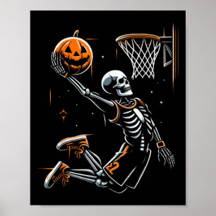 Skeleton Basketball Player Men Boys Y For Hallowee Poster