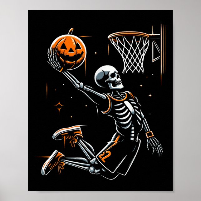Skeleton Basketball Player Men Boys Y For Hallowee Poster (Front)