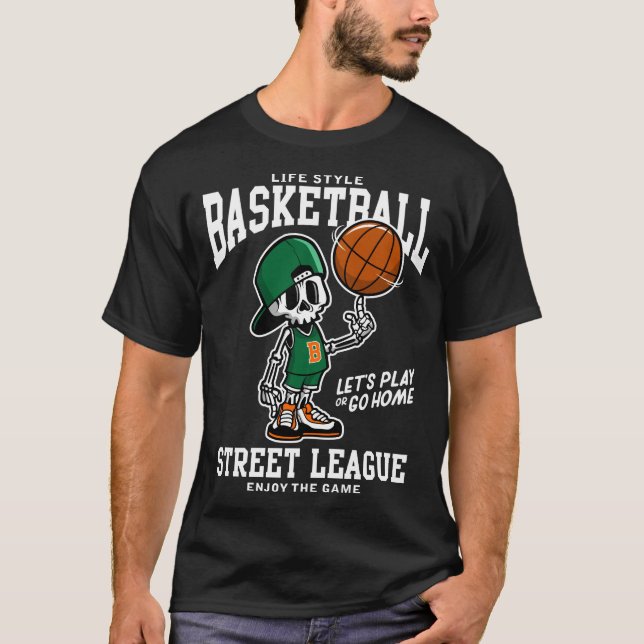 Skeleton Basketball Street League Mens T-Shirt (Front)